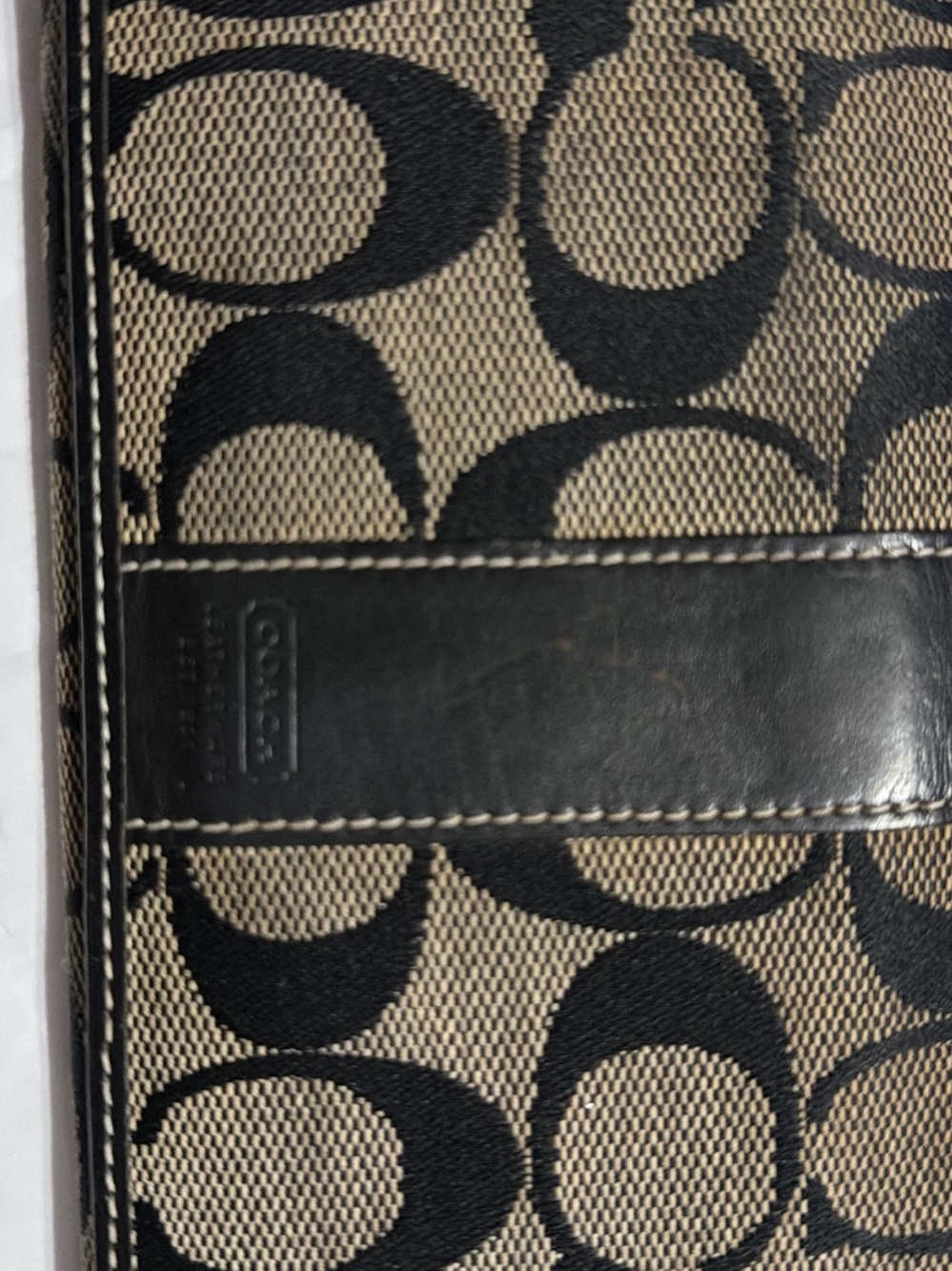 Coach Signature Wallet in Tan and Black Canvas
